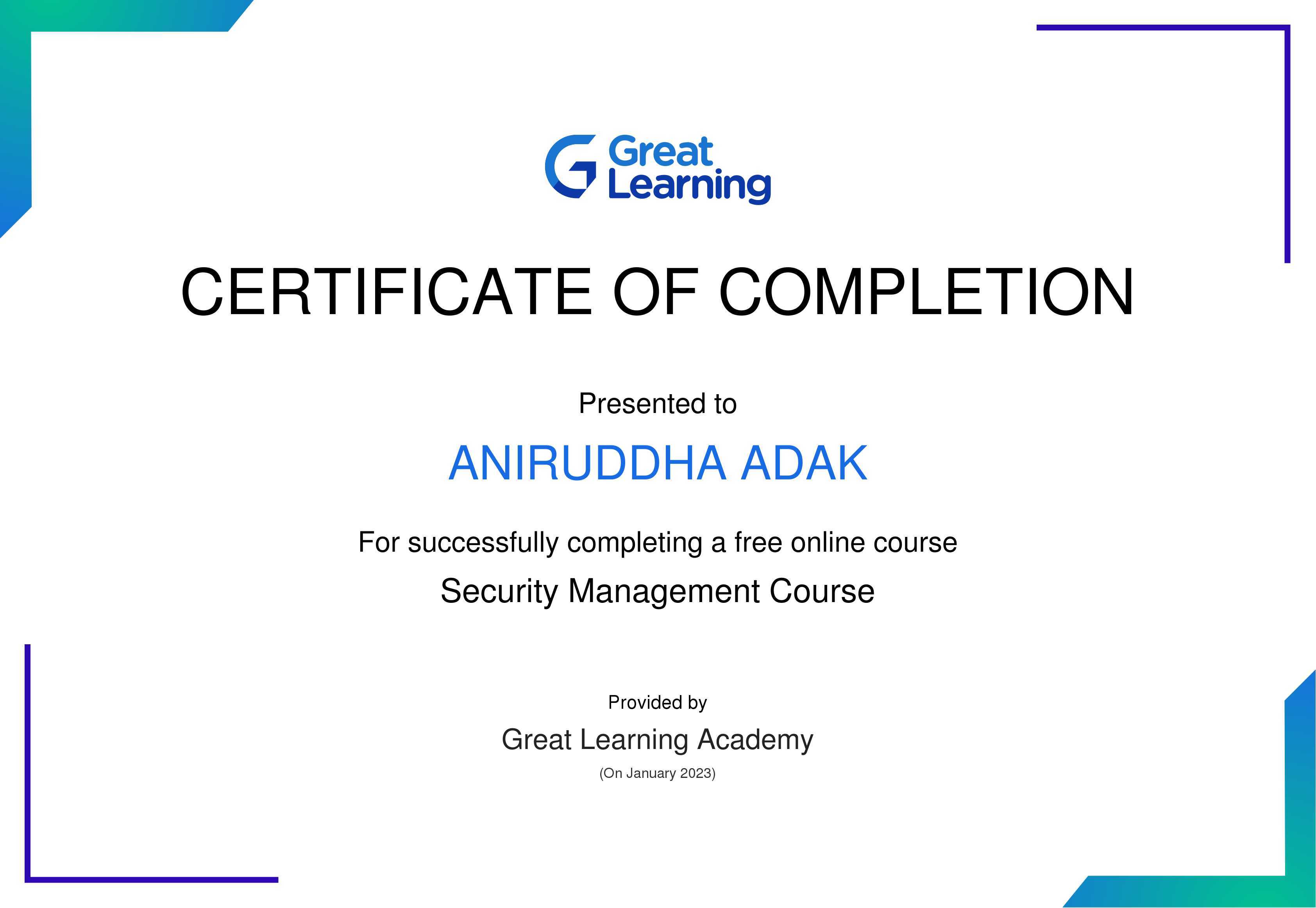 Security Management Course