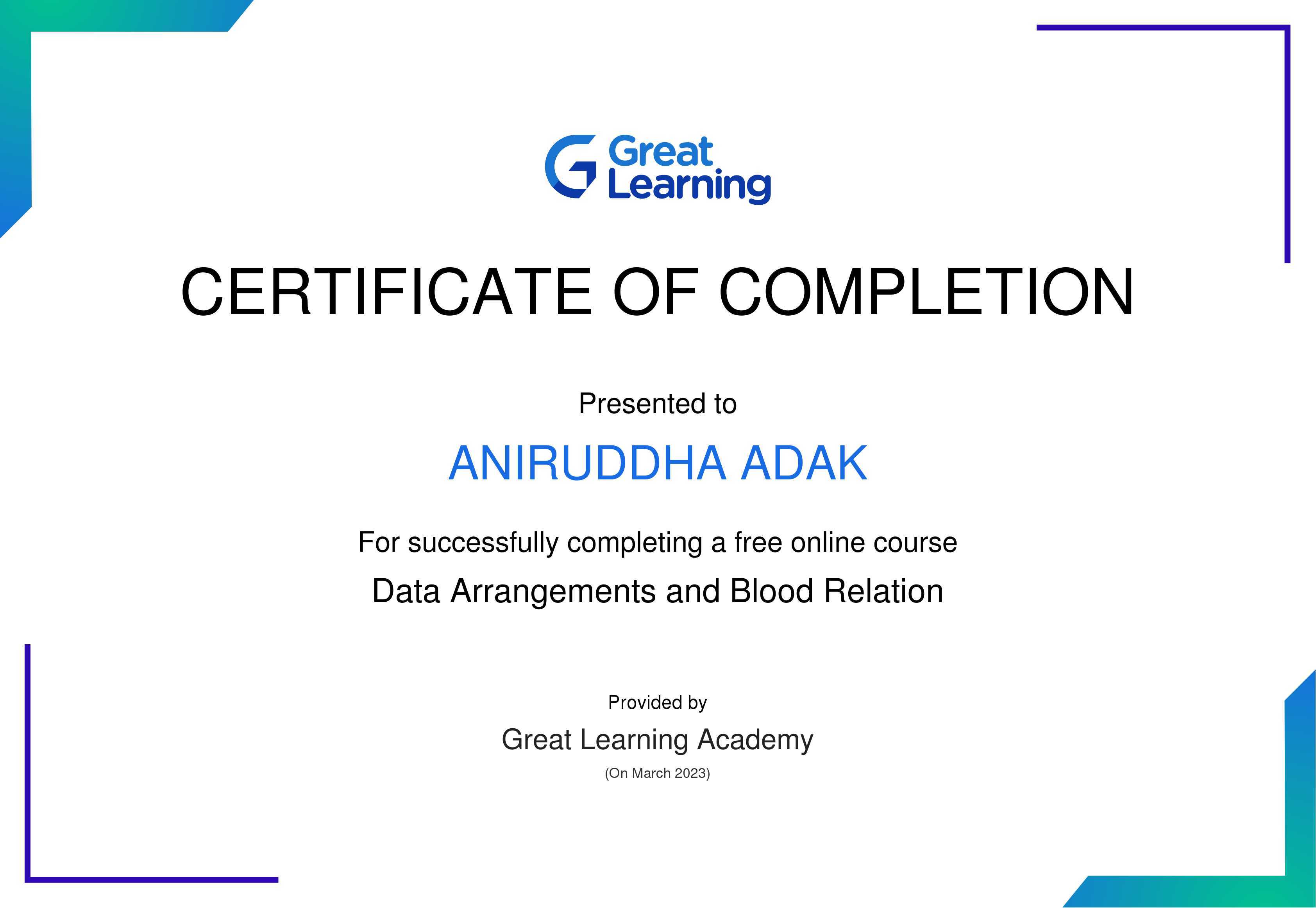 Data Arrangements and Blood Relation